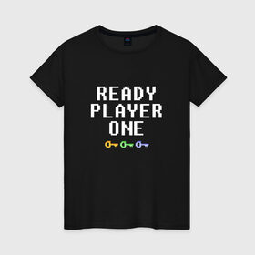 Женская футболка хлопок с принтом Ready Player One в Белгороде, 100% хлопок | прямой крой, круглый вырез горловины, длина до линии бедер, слегка спущенное плечо | 