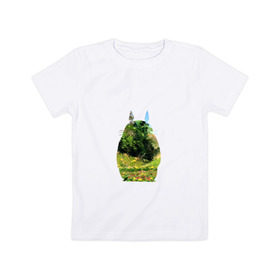 Детская футболка хлопок с принтом Тоторо в Белгороде, 100% хлопок | круглый вырез горловины, полуприлегающий силуэт, длина до линии бедер | art | hayao miyazaki | mei kusakabe | tonari no totoro | берлога | лапа | лес | мой сосед тоторо | хаяо миядзаки