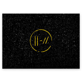 Поздравительная открытка с принтом TOP BLACK SPACE в Белгороде, 100% бумага | плотность бумаги 280 г/м2, матовая, на обратной стороне линовка и место для марки
 | 21 pilots | 21p | music | rock | top | trench | twenty one pilots | группа | музыка | рок