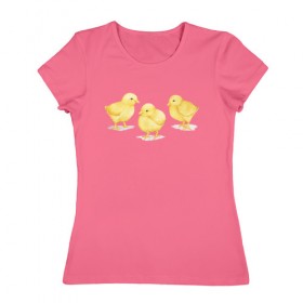 Женская футболка хлопок с принтом Цыплята в Белгороде, 100% хлопок | прямой крой, круглый вырез горловины, длина до линии бедер, слегка спущенное плечо | животные | курица | мими | прелесть | птицы | утки | цыпа | цыплята