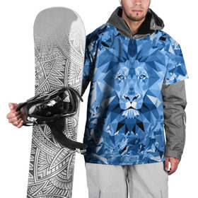 Накидка на куртку 3D с принтом Сине-бело-голубой лев в Белгороде, 100% полиэстер |  | fczp | spb | zenit | белый | геометрия | зенит | питер | санкт петербург | синий | спб | треугольники