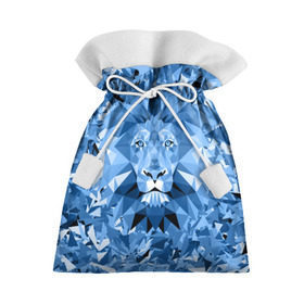 Подарочный 3D мешок с принтом Сине-бело-голубой лев в Белгороде, 100% полиэстер | Размер: 29*39 см | fczp | spb | zenit | белый | геометрия | зенит | питер | санкт петербург | синий | спб | треугольники