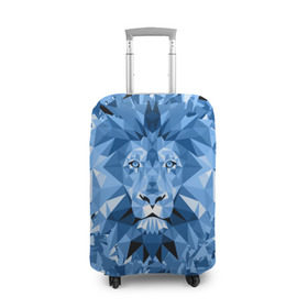 Чехол для чемодана 3D с принтом Сине-бело-голубой лев в Белгороде, 86% полиэфир, 14% спандекс | двустороннее нанесение принта, прорези для ручек и колес | fczp | spb | zenit | белый | геометрия | зенит | питер | санкт петербург | синий | спб | треугольники