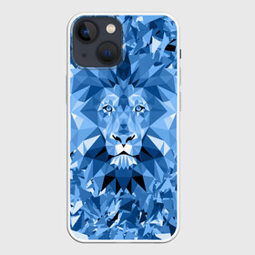 Чехол для iPhone 13 mini с принтом Сине бело голубой лев в Белгороде,  |  | Тематика изображения на принте: fczp | spb | zenit | белый | геометрия | зенит | питер | санкт петербург | синий | спб | треугольники
