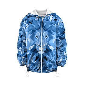 Детская куртка 3D с принтом Сине-бело-голубой лев в Белгороде, 100% полиэстер | застежка — молния, подол и капюшон оформлены резинкой с фиксаторами, по бокам — два кармана без застежек, один потайной карман на груди, плотность верхнего слоя — 90 г/м2; плотность флисового подклада — 260 г/м2 | Тематика изображения на принте: fczp | spb | zenit | белый | геометрия | зенит | питер | санкт петербург | синий | спб | треугольники