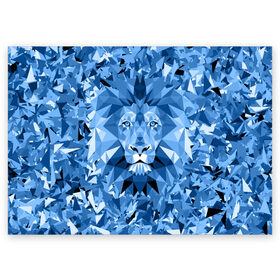 Поздравительная открытка с принтом Сине-бело-голубой лев в Белгороде, 100% бумага | плотность бумаги 280 г/м2, матовая, на обратной стороне линовка и место для марки
 | fczp | spb | zenit | белый | геометрия | зенит | питер | санкт петербург | синий | спб | треугольники