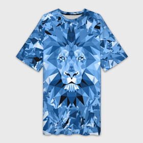 Платье-футболка 3D с принтом Сине бело голубой лев в Белгороде,  |  | fczp | spb | zenit | белый | геометрия | зенит | питер | санкт петербург | синий | спб | треугольники