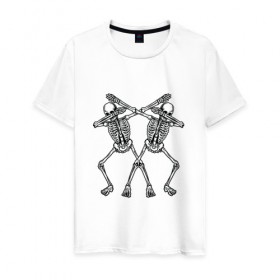 Мужская футболка хлопок с принтом Skeletons в Белгороде, 100% хлопок | прямой крой, круглый вырез горловины, длина до линии бедер, слегка спущенное плечо. | 