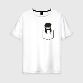 Женская футболка хлопок Oversize с принтом Моб в кармане в Белгороде, 100% хлопок | свободный крой, круглый ворот, спущенный рукав, длина до линии бедер
 | anime | mob psycho 100 | shigeo kageyama | аниме | моб психо 100