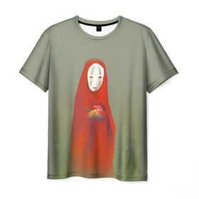 Мужская футболка 3D с принтом Унесенные призраками в Белгороде, 100% полиэфир | прямой крой, круглый вырез горловины, длина до линии бедер | spirited away | аниме | безликий | унесённые призраками | хаяо миядзаки