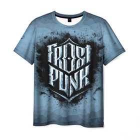 Мужская футболка 3D с принтом Frostpunk Logo в Белгороде, 100% полиэфир | прямой крой, круглый вырез горловины, длина до линии бедер | frost punk | frostpunk | фрост панк | фростпанк