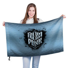 Флаг 3D с принтом Frostpunk Logo в Белгороде, 100% полиэстер | плотность ткани — 95 г/м2, размер — 67 х 109 см. Принт наносится с одной стороны | Тематика изображения на принте: frost punk | frostpunk | фрост панк | фростпанк