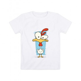 Детская футболка хлопок с принтом Петух в Белгороде, 100% хлопок | круглый вырез горловины, полуприлегающий силуэт, длина до линии бедер | курица | курочка | мультяшная | мультяшный | петушок | птица