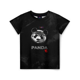 Детская футболка 3D с принтом Cygo - panda E в Белгороде, 100% гипоаллергенный полиэфир | прямой крой, круглый вырез горловины, длина до линии бедер, чуть спущенное плечо, ткань немного тянется | cygo | panda e | rap | бандана | гепард | голова | леонид вакальчук | медведь | мы бежим с тобой как будто от гепарда | надпись | панда е | реп | репер | рэп | рэпер | сайго | суго | цуго
