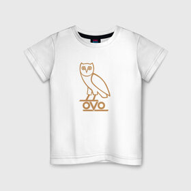 Детская футболка хлопок с принтом OVO owl в Белгороде, 100% хлопок | круглый вырез горловины, полуприлегающий силуэт, длина до линии бедер | drake | hotlinebling | more life | ovo | sixgod | дрейк