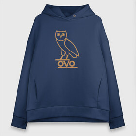 Женское худи Oversize хлопок с принтом OVO owl в Белгороде, френч-терри — 70% хлопок, 30% полиэстер. Мягкий теплый начес внутри —100% хлопок | боковые карманы, эластичные манжеты и нижняя кромка, капюшон на магнитной кнопке | Тематика изображения на принте: drake | hotlinebling | more life | ovo | sixgod | дрейк