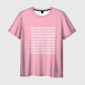 Мужская футболка 3D с принтом Hotlinebling в Белгороде, 100% полиэфир | прямой крой, круглый вырез горловины, длина до линии бедер | drake | hotlinebling | more life | ovo | sixgod | дрейк
