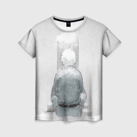 Женская футболка 3D с принтом Snow в Белгороде, 100% полиэфир ( синтетическое хлопкоподобное полотно) | прямой крой, круглый вырез горловины, длина до линии бедер | anime | gin tama | gintama | аниме | гинтама