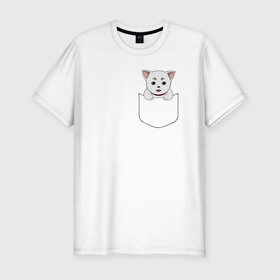 Мужская футболка хлопок Slim с принтом Sadaharu Pocket в Белгороде, 92% хлопок, 8% лайкра | приталенный силуэт, круглый вырез ворота, длина до линии бедра, короткий рукав | anime | gin tama | gintama | аниме | гинтама