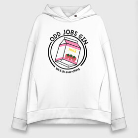 Женское худи Oversize хлопок с принтом Strawberry Milk Odd Jobs Gin в Белгороде, френч-терри — 70% хлопок, 30% полиэстер. Мягкий теплый начес внутри —100% хлопок | боковые карманы, эластичные манжеты и нижняя кромка, капюшон на магнитной кнопке | anime | gin tama | gintama | аниме | гинтама