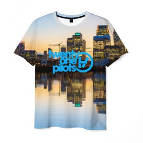Мужская футболка 3D с принтом TWENTY ONE PILOTS в Белгороде, 100% полиэфир | прямой крой, круглый вырез горловины, длина до линии бедер | Тематика изображения на принте: city | josh dun | twenty one pilots | tyler joseph | urban | альбом | город | музыка