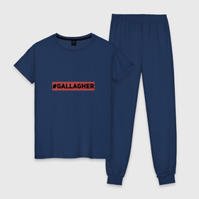 Женская пижама хлопок с принтом #Gallagher в Белгороде, 100% хлопок | брюки и футболка прямого кроя, без карманов, на брюках мягкая резинка на поясе и по низу штанин | gallagher | shameless | бесстыжие | галлагер