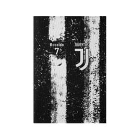 Обложка для паспорта матовая кожа с принтом Ronaldo uniform в Белгороде, натуральная матовая кожа | размер 19,3 х 13,7 см; прозрачные пластиковые крепления | 7 | cristiano | juventus | ronaldo | белые | криштиану | линии | роналду | черные | ювентус