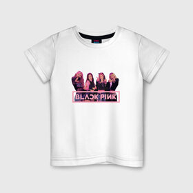 Детская футболка хлопок с принтом Black Pink в Белгороде, 100% хлопок | круглый вырез горловины, полуприлегающий силуэт, длина до линии бедер | black pink | blackpink | square two | square up | дженни ким | лалиса манобан