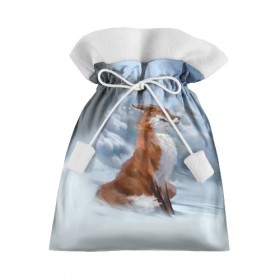 Подарочный 3D мешок с принтом Гордый лис в Белгороде, 100% полиэстер | Размер: 29*39 см | белый | зима | лес | лис | лиса | мех | оранжевый | охотник | природа | снег | хитрый