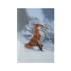 Обложка для паспорта матовая кожа с принтом Гордый лис в Белгороде, натуральная матовая кожа | размер 19,3 х 13,7 см; прозрачные пластиковые крепления | белый | зима | лес | лис | лиса | мех | оранжевый | охотник | природа | снег | хитрый