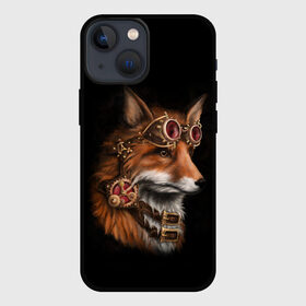Чехол для iPhone 13 mini с принтом КОРОЛЕВСКИЙ ЛИС | KING FOX в Белгороде,  |  | белый | золото | лис | лиса | мех | оранжевый | охотник | очки | ремень | хитрый