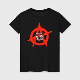Женская футболка хлопок с принтом Монгол Шуудан в Белгороде, 100% хлопок | прямой крой, круглый вырез горловины, длина до линии бедер, слегка спущенное плечо | монгол шуудан анархия анархо рок рок панк