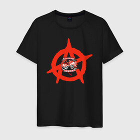 Мужская футболка хлопок с принтом Монгол Шуудан в Белгороде, 100% хлопок | прямой крой, круглый вырез горловины, длина до линии бедер, слегка спущенное плечо. | монгол шуудан анархия анархо рок рок панк