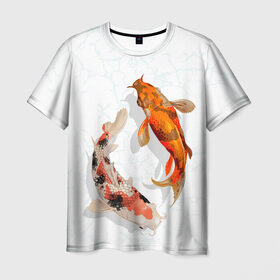 Мужская футболка 3D с принтом Приношу удачу в Белгороде, 100% полиэфир | прямой крой, круглый вырез горловины, длина до линии бедер | вода | золотые | рыбы | счастье | удача