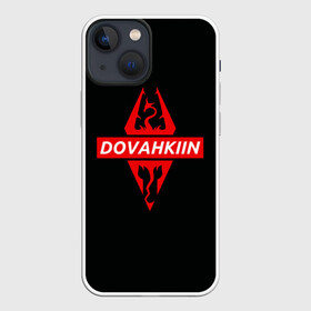 Чехол для iPhone 13 mini с принтом THE ELDER SCROLLS в Белгороде,  |  | Тематика изображения на принте: dovahkiin | dragonborn | fus ro dah | royal play | rpg | skyrim | tes | tes online | the elder scrolls | война | докавин | компьютерные игры | рпг