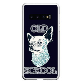 Чехол для Samsung Galaxy S10 с принтом Old school Chihuahua в Белгороде, Силикон | Область печати: задняя сторона чехла, без боковых панелей | chihuahua | dog | old school | tattoo | олдскул | собака | тату | чихуахуа