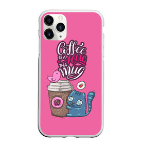 Чехол для iPhone 11 Pro матовый с принтом Coffee is a hug в Белгороде, Силикон |  | cat | coffee | food | love | кот | птичка