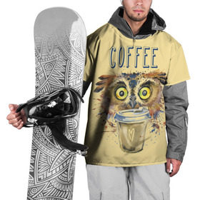 Накидка на куртку 3D с принтом Сова и кофе в Белгороде, 100% полиэстер |  | Тематика изображения на принте: coffee | food | love | owl | кофе | сова