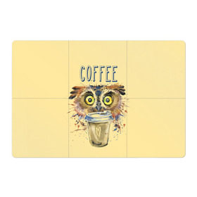 Магнитный плакат 3Х2 с принтом Сова и кофе в Белгороде, Полимерный материал с магнитным слоем | 6 деталей размером 9*9 см | coffee | food | love | owl | кофе | сова
