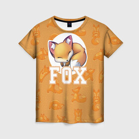 Женская футболка 3D с принтом Fox в Белгороде, 100% полиэфир ( синтетическое хлопкоподобное полотно) | прямой крой, круглый вырез горловины, длина до линии бедер | йога | лиса