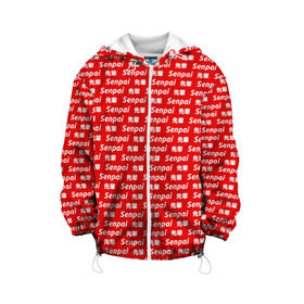 Детская куртка 3D с принтом СЕМПАЙ - SENPAI в Белгороде, 100% полиэстер | застежка — молния, подол и капюшон оформлены резинкой с фиксаторами, по бокам — два кармана без застежек, один потайной карман на груди, плотность верхнего слоя — 90 г/м2; плотность флисового подклада — 260 г/м2 | ahegao | anime | kawai | kowai | oppai | otaku | senpai | sugoi | waifu | weeaboo | yandere | аниме | ахегао | вайфу | виабу | каваи | ковай | культура | отаку | сенпай | сугои | тренд | яндере