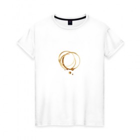 Женская футболка хлопок с принтом Пятна кофе в Белгороде, 100% хлопок | прямой крой, круглый вырез горловины, длина до линии бедер, слегка спущенное плечо | coffee | кофе | минимализм | пятна
