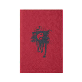 Обложка для паспорта матовая кожа с принтом Инь-янь в Белгороде, натуральная матовая кожа | размер 19,3 х 13,7 см; прозрачные пластиковые крепления | abstraction | абстракция | инь янь