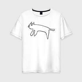 Женская футболка хлопок Oversize с принтом Кот маминой подруги в Белгороде, 100% хлопок | свободный крой, круглый ворот, спущенный рукав, длина до линии бедер
 | кот | котик | мем | прикол | рисунок