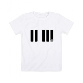 Детская футболка хлопок с принтом Отпечаток на клавише в Белгороде, 100% хлопок | круглый вырез горловины, полуприлегающий силуэт, длина до линии бедер | геометрия | клавиша | минимализм | отпечаток | палец | пианино | синтезатор