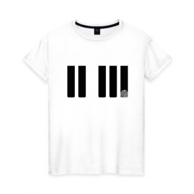 Женская футболка хлопок с принтом Отпечаток на клавише в Белгороде, 100% хлопок | прямой крой, круглый вырез горловины, длина до линии бедер, слегка спущенное плечо | геометрия | клавиша | минимализм | отпечаток | палец | пианино | синтезатор