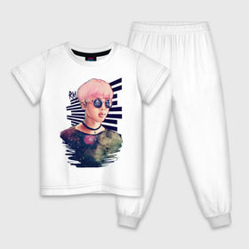 Детская пижама хлопок с принтом BTS RM в Белгороде, 100% хлопок |  брюки и футболка прямого кроя, без карманов, на брюках мягкая резинка на поясе и по низу штанин
 | k pop | rap monster. | rm | аниме | ким | корея | музыка
