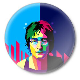 Значок с принтом Джон Леннон в Белгороде,  металл | круглая форма, металлическая застежка в виде булавки | the beatles | битлз | британия | джон леннон | леннон | мир | очки | рок | рок н ролл | хиппи