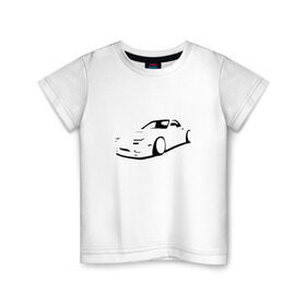 Детская футболка хлопок с принтом RX7 в Белгороде, 100% хлопок | круглый вырез горловины, полуприлегающий силуэт, длина до линии бедер | car | mazda | rx7 | автомобиль | мазда | машина | минимализм | спорткар | тени