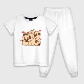 Детская пижама хлопок с принтом Мопс-кучка в Белгороде, 100% хлопок |  брюки и футболка прямого кроя, без карманов, на брюках мягкая резинка на поясе и по низу штанин
 | Тематика изображения на принте: pug | мопс